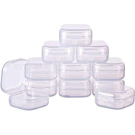 Benecreat 24 paquete de caja rectangular de plástico transparente para almacenamiento de cuentas con tapas abatibles para artículos pequeños CON-BC0004-09-1