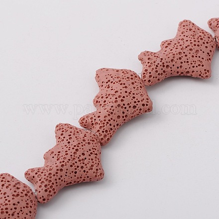 Fili di perline di roccia lavica sintetica tinta delfino G-N0097-12-1