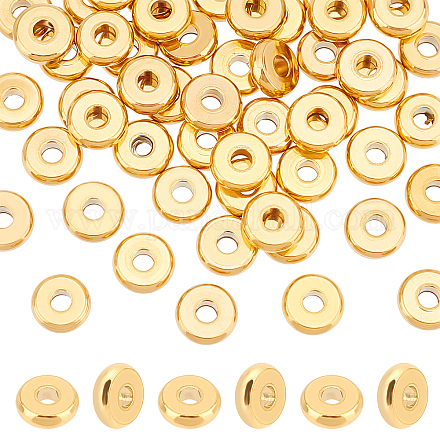 UNICRAFTALE 50pcs 8mm Golden Donut Spacer Beads Stainless Steel Rondelle Disc Loose Beads Necklace Bracelet Flat Round Metal Beads for Jewelry Making STAS-UN0037-21-1