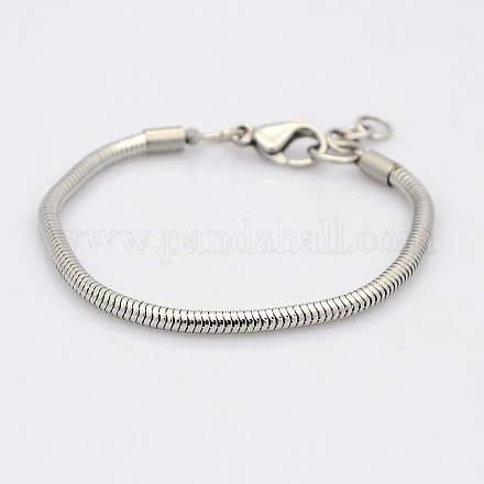 304 Stainless Steel European Style Round Snake Chains Bracelets BJEW-N233-03-1
