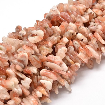 Natural Sunstone Chip Beads Strands G-E271-133-1