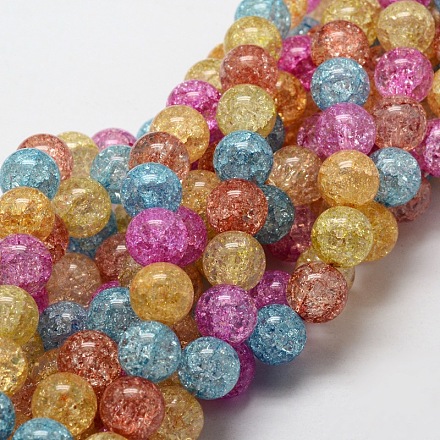 Dyed Crackle Glass Round Beads Strands CCG-E001-8mm-02-1