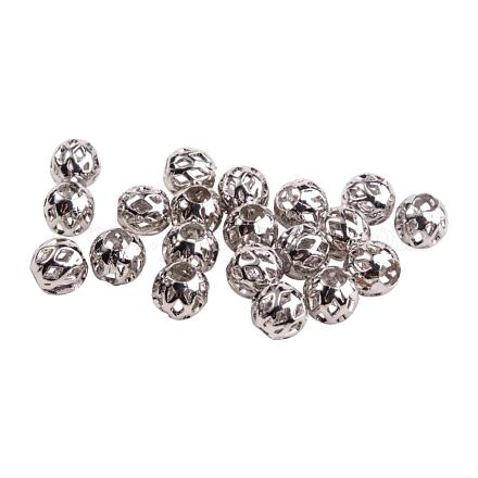 Perle cave ovali in ottone placcato platino ecologiche KK-PH0010-20P-NR-1