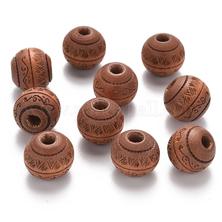 Painted Natural Wood Beads WOOD-N006-02A-02-1