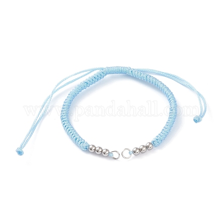 Fabrication de bracelet en cordon de polyester tressé réglable AJEW-JB00849-02-1