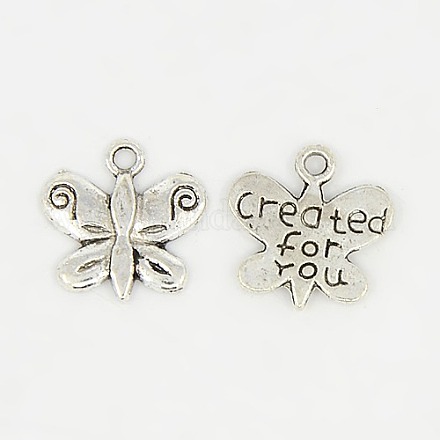 Gift Package Tibetan Silver Butterfly Carved Word Created for You Charms X-AB3316Y-NF-1