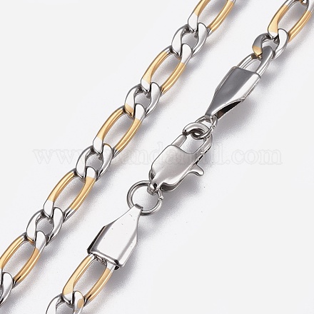 Collares de cadena de 304 acero inoxidable Figaro NJEW-L167-09-GP-1