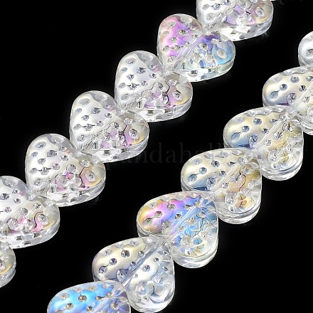 Chapelets de perles en verre transparent électrolytique EGLA-R114-02A-AB01-1