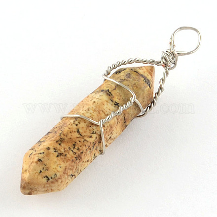 Natural Picture Jasper Stone Double Terminated Pointed Pendants G-R278-60-1