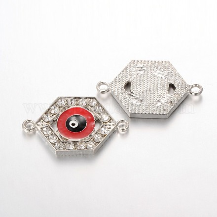 Platinum Tone Hexagon Alloy Enamel Evil Eye Links connectors ENAM-J532-01P-1