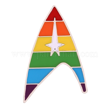 虹色のプライドフラッグエナメルピン  バックパック服用合金ブローチ  星の模様  30x19mm FEST-PW0001-088C-1