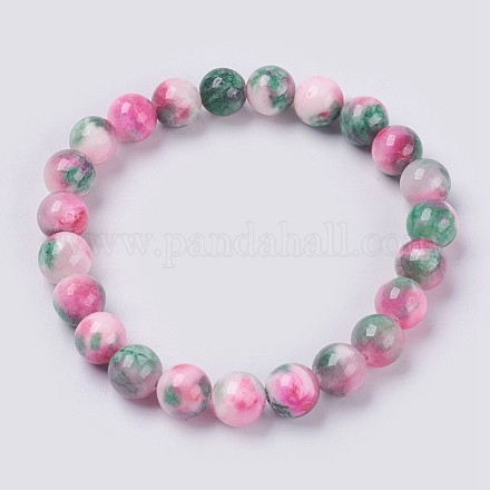 Bracelet extensible avec perles en jade naturel BJEW-P214-26-10mm-1