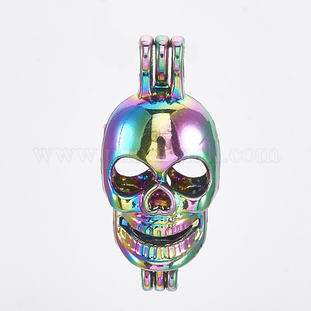 Plated Alloy Bead Cage Pendants PALLOY-S119-048-1