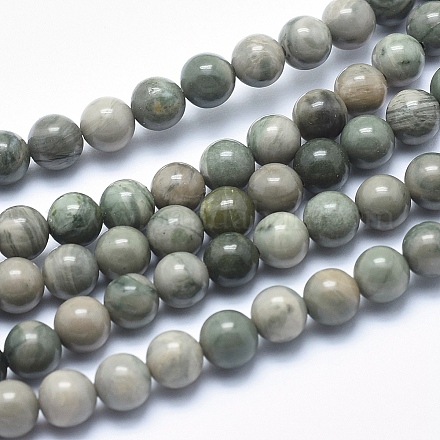 Chapelets de perles en jaspe verte naturelle de la ligne G-P361-01-8mm-1