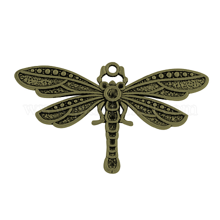 Tibetan Style Alloy Dragonfly Pendant Rhinestone Settings TIBEP-922-AB-FF-1