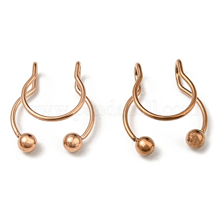 304 Stainless Steel Clip on Nose Rings AJEW-P109-01RG-1