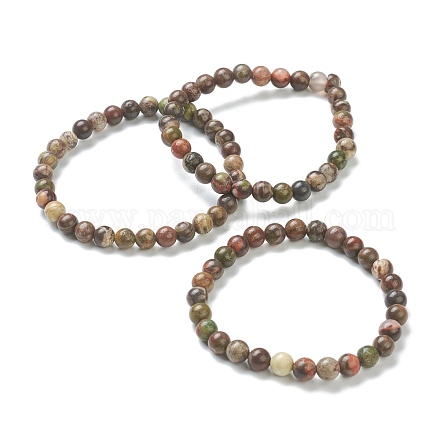 Bracelets extensibles avec perles en agate naturelle BJEW-D446-B-35-1