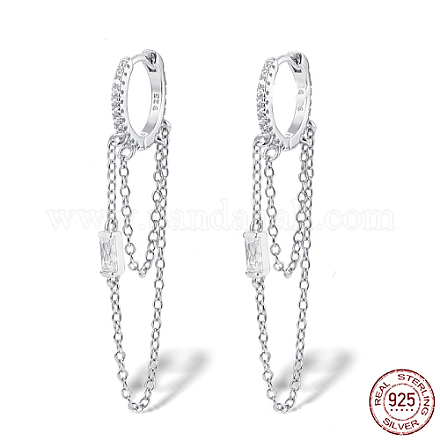 Rhodium Plated 925 Sterling Silver Hoop Earrings UF8951-2-1
