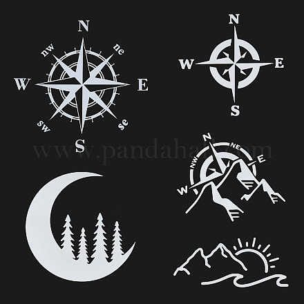GORGECRAFT 5 Sheets 5 Styles Compass Car Stickers and Decals Adhesive Moon with Trees Sticker Reflective Stickers Waterproof Vinyl Automotive Exterior Decor for Truck Motorcycle Doors Laptop DIY-GF0006-27-1