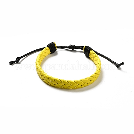 Bracelets de cordon tressé en similicuir pu pour femmes BJEW-M290-01B-1