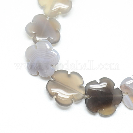 Chapelets de perles en agate grise naturelle G-T003-16mm-14-1