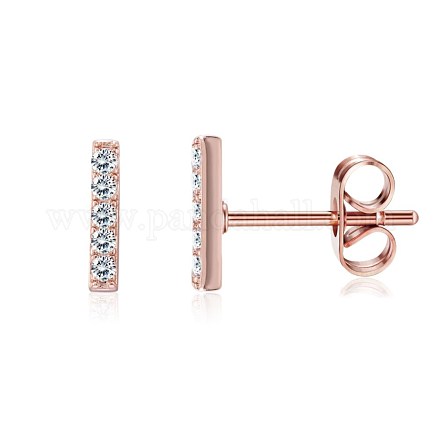 Brass Micro Pave Cubic Zirconia Stud Earrings EJEW-BB35384-RG-1