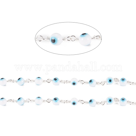 Chaînes de perles rondes faites à la main de 3.28 pied mauvais œil X-CHC-G009-B-S03-1