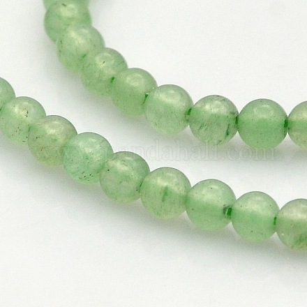 Naturels verts perles rondes aventurine brins G-N0120-13-4mm-1