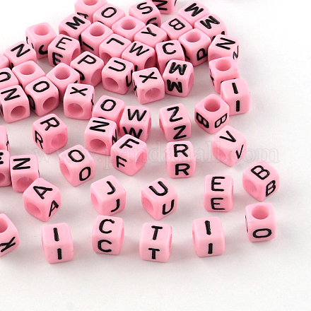 Letter Style Opaque Acrylic Beads SACR-S076-04-1