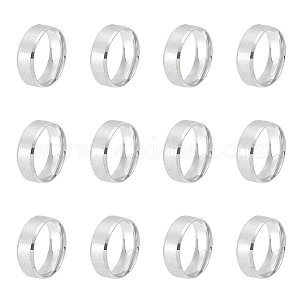 Unicraftale 12 pz anelli a fascia in platino opaco in acciaio inossidabile misura 11 iscrizione al laser anello per dito bianco semplice in metallo ipoallergenico anello classico per matrimonio con sacchetti di velluto per la creazione di gioielli regalo RJEW-UN0002-44C-1