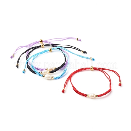 Pearl Beads Adjustable Nylon Thread Cord Bracelets BJEW-JB06397-1
