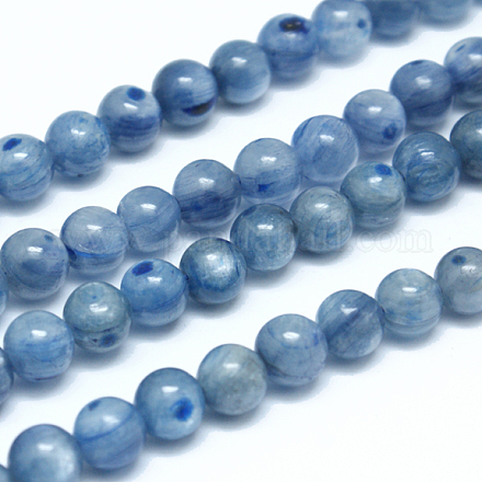 Brins de perles rondes de cyanite naturelle / cyanite / disthène G-N0150-05-8mm-1