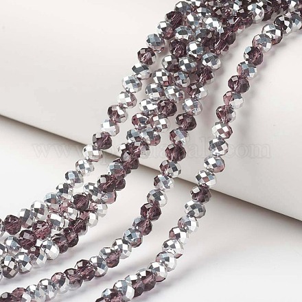 Electroplate Transparent Glass Beads Strands EGLA-A034-T1mm-M14-1