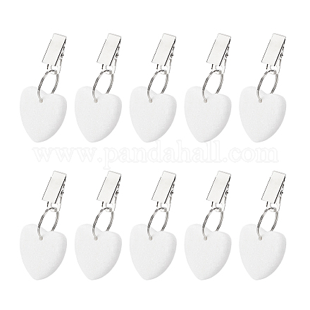 PandaHall 10pcs Tablecloth Weights Hangers Heart Shape Stone Table Cloth Weights with Stainless Steel Clips White Heart Stone Tablecloth Weights Clips HJEW-PH0001-21-1