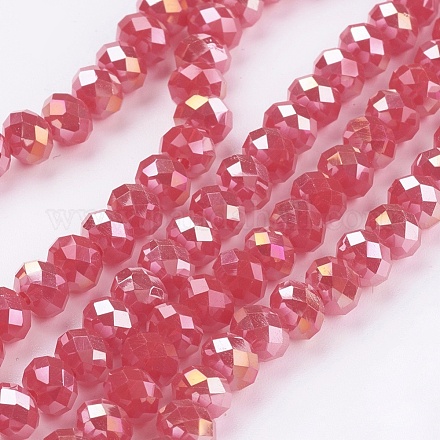 Electroplate Glass Beads Strands X-GLAA-F001-6x4mm-04AB-1