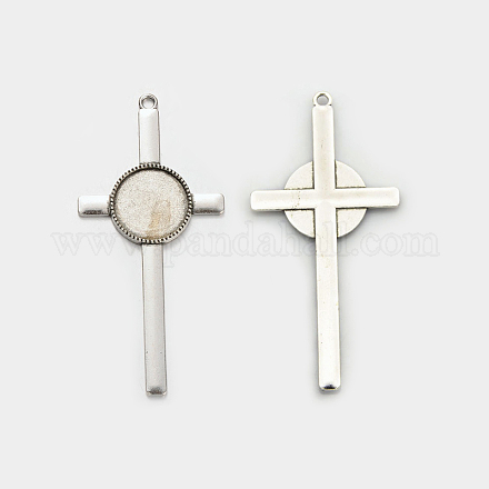 Supports alliage croix pendentif en cabochon de style tibétain PALLOY-J494-50AS-1