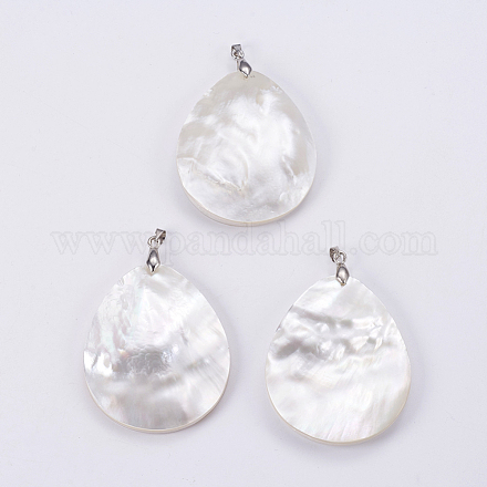 Natural White Shell Mother of Pearl Shell Big Pendants SSHEL-L008-40P-1
