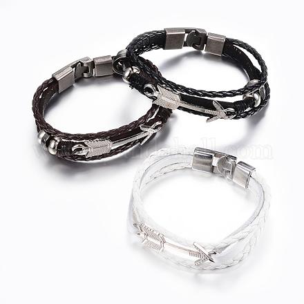 Pelle cavo braccialetto multi-filo BJEW-P169-I-1