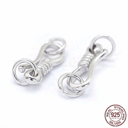 Rhodium Plated 925 Sterling Silver S-Hook Clasps STER-I016-120B-P-1