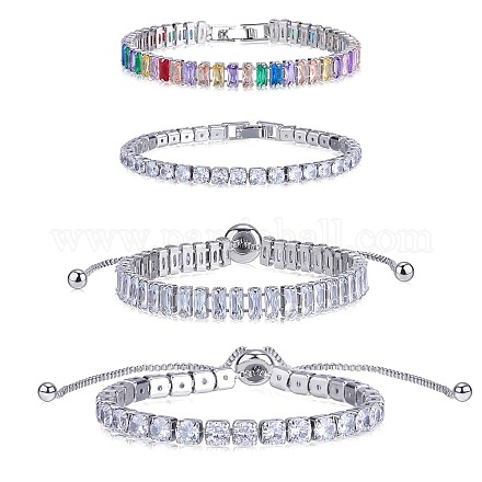 4 pièces 4 styles de bracelets de tennis en zircone cubique BJEW-SZ0002-66P-1