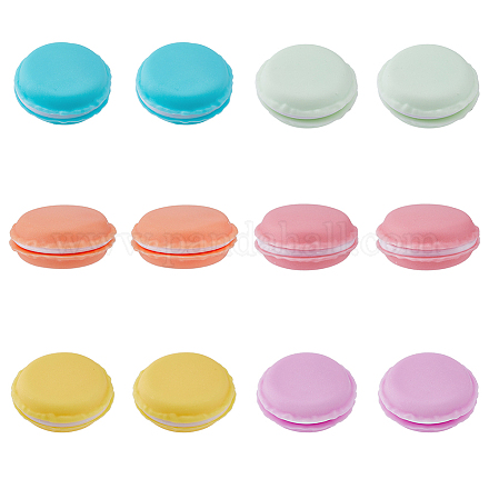 Hobbiesay 12 Stück 6 Farben tragbare Mini-Macaron-Schmuckaufbewahrungsbox aus PP und TPE CON-HY0001-03-1
