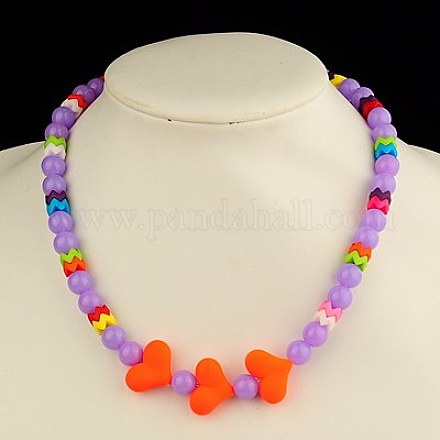 Mode Acryl Kinder Halsketten NJEW-JN00387-02-1