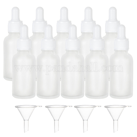 BENECREAT 12 Pack 30ml Frosted Glass Dropper Bottle with White Rubber Cap Empty Refillable Glass Bottle with Eye Dropper with 4PCS Hoppers for Essential Oils Aromatherapy Blends DIY-BC0011-57A-1