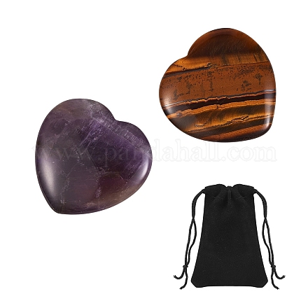 2 pièces 2 style coeur naturel massage aux pierres précieuses mélangées G-SZ0001-76C-1