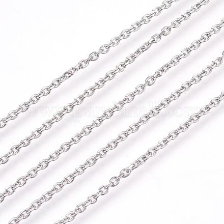 304 ステンレ鋼アズキチェーン  ダイヤモンドカットチェーン  溶接されていない  多面カット  オーバル  ステンレス鋼色  2mm  リンク：3x2x0.6mm CHS-L017-23A-1