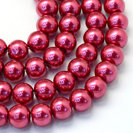Chapelets de perles rondes en verre peint HY-Q003-10mm-14-1