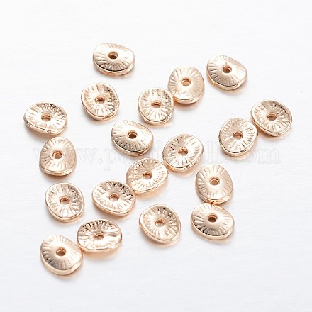 Oval Light Gold Plating Alloy Wavy Spacer Beads PALLOY-M173-02-1