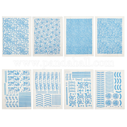 Benecreat 8 feuilles 8 styles décalcomanies papier céramique DIY-BC0012-05B-1