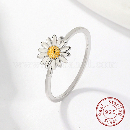Rhodium Plated 925 Sterling Silver Daisy Flower Finger Ring for Women KN3229-3-1