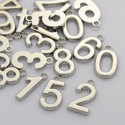 Rack Plated Zinc Alloy Number Charms PALLOY-A062-P-NR-1